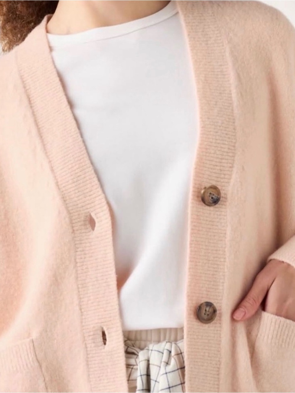 Uniqlo Women's Soufflé Yarn V Neck Short Cardigan Blush Pink